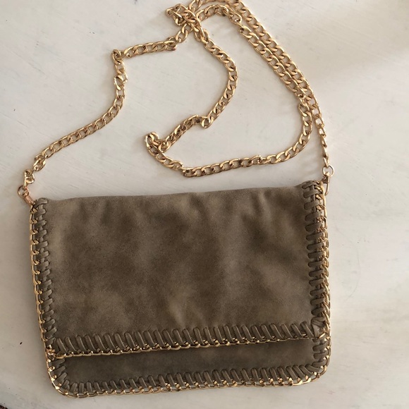 Handbags - Dusty grey crossbody w/ gold chain